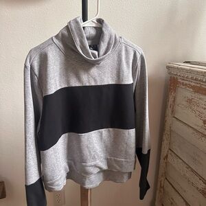 adidas Gray and Black Colorblock Funnel Neck Sweater